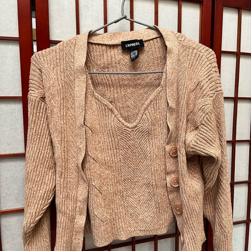 Express Women's Cardigan Sweater in Tan